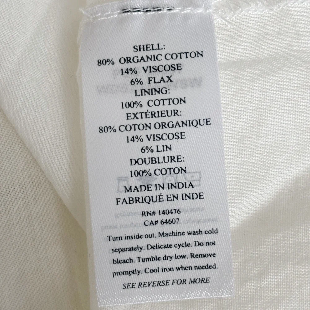 Faherty Annabelle Whisper White Organic Cotton Dress Size XS NWT